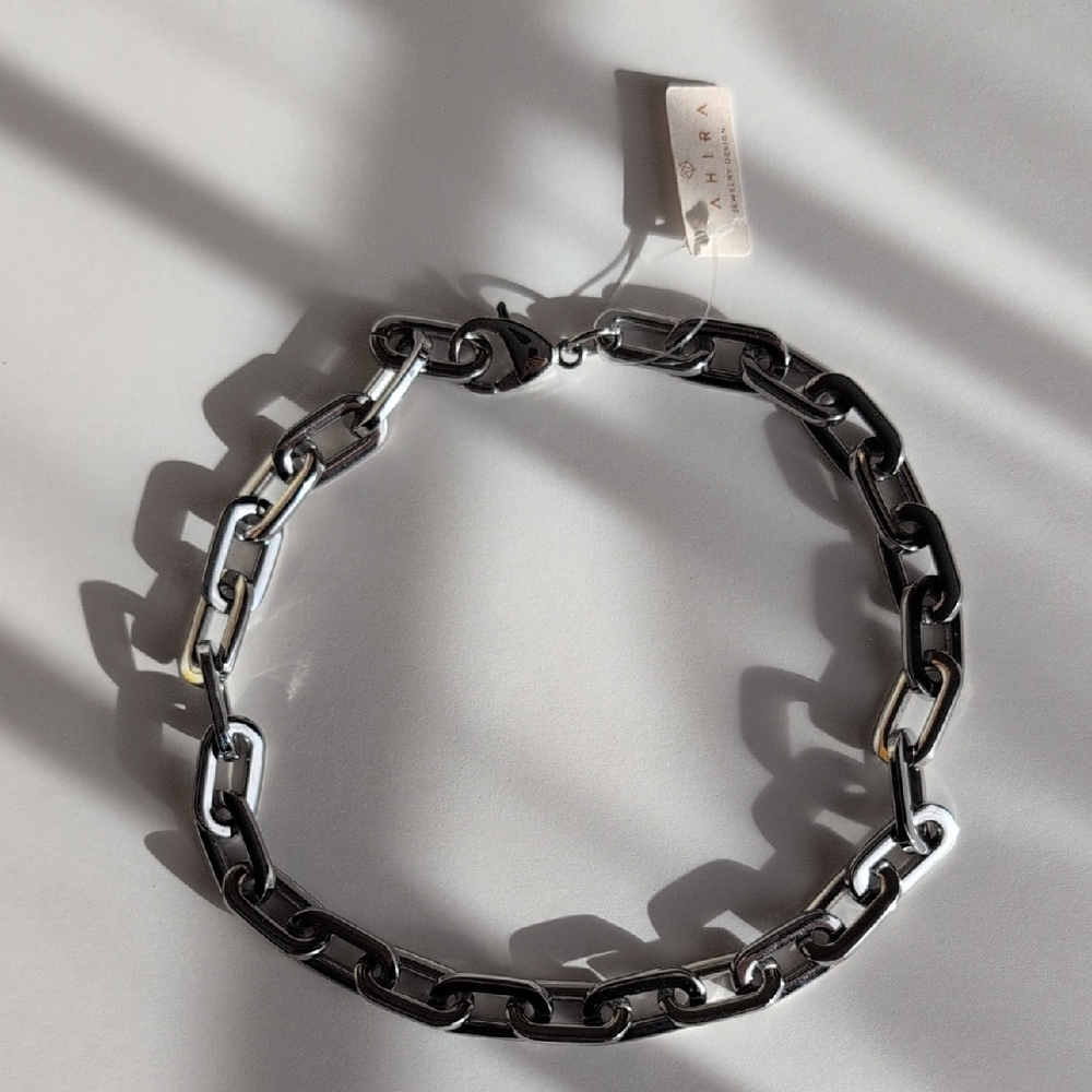 Sahira Chain Link Chunky Silvertone 18" Layering Necklace New With Tags